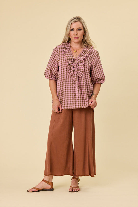 Poet Blouse Rocky Road + Voyager Hazelnut pants