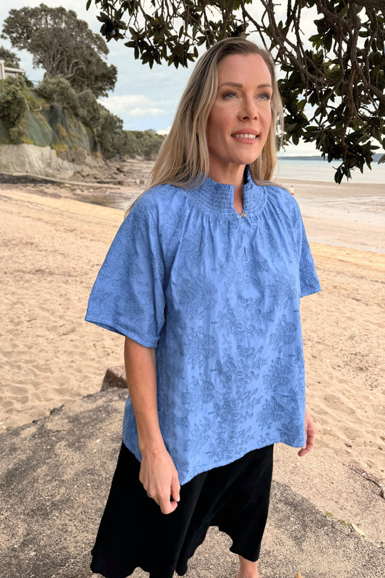 Dylan Blouse | Cornflower embroidery