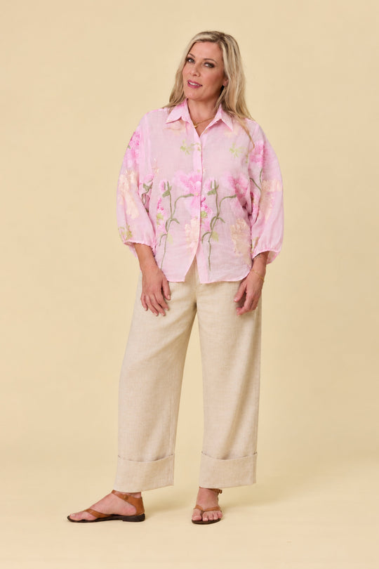 Belle Blouse Marshmallow + Sahara Champagne pants