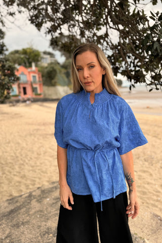 Dylan Blouse in Lagoon embroidery