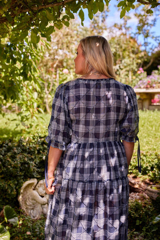 Eden Dress in Indigo plaid cotton — Libertine The Label