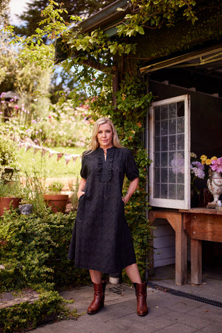 Belle Dress in Black embroidery — Libertine The Label