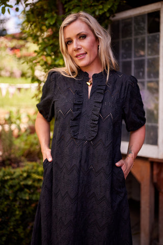 Belle Dress in Black embroidery — Libertine The Label