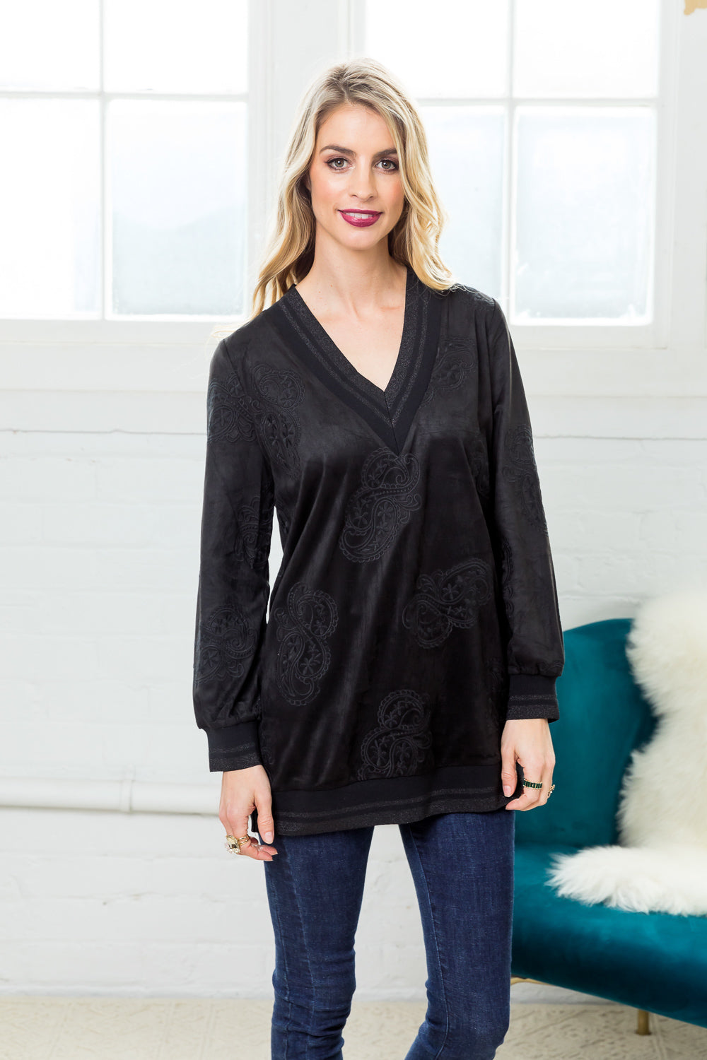 Bonfire Suede Embroidered Top - WAREHOUSE MOVING SALE