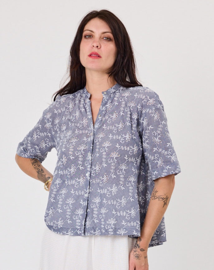 Florence Blouse | indigo Embroidery