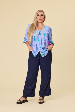Atlas Blouse in Sky botanical print worn by Evana — Libertine The Label