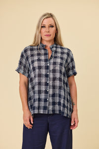 Florence Blouse | Indigo pin-tuck