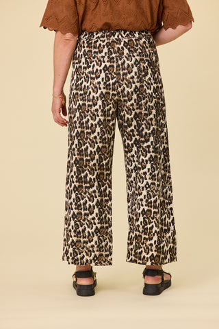 Sahara Barrel Jeans in leopard print, front view — Libertine The Label
