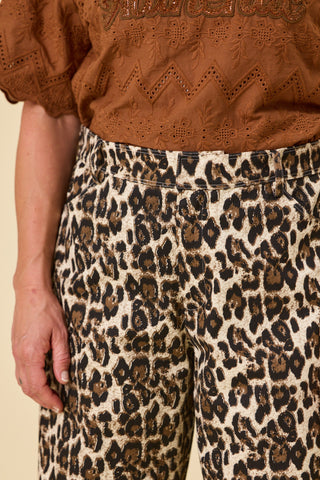 Sahara Barrel Jeans in leopard print, styled with a plain top — Libertine The Label