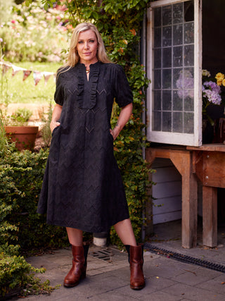 Belle Dress in Black embroidery — Libertine The Label