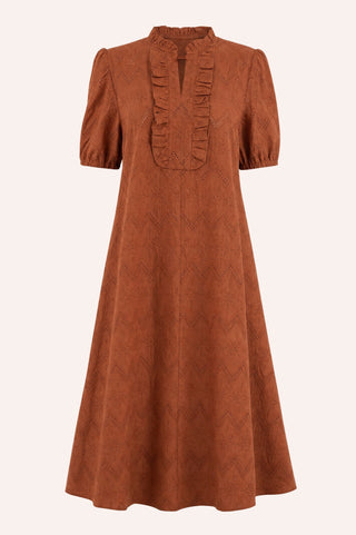 Belle Dress in Hazelnut embroidery — Libertine The Label