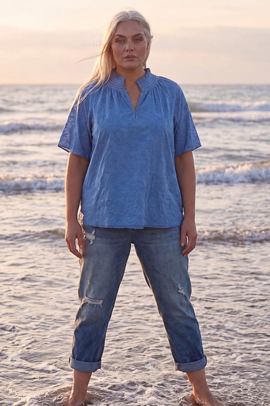 Dylan Blouse | Cornflower embroidery
