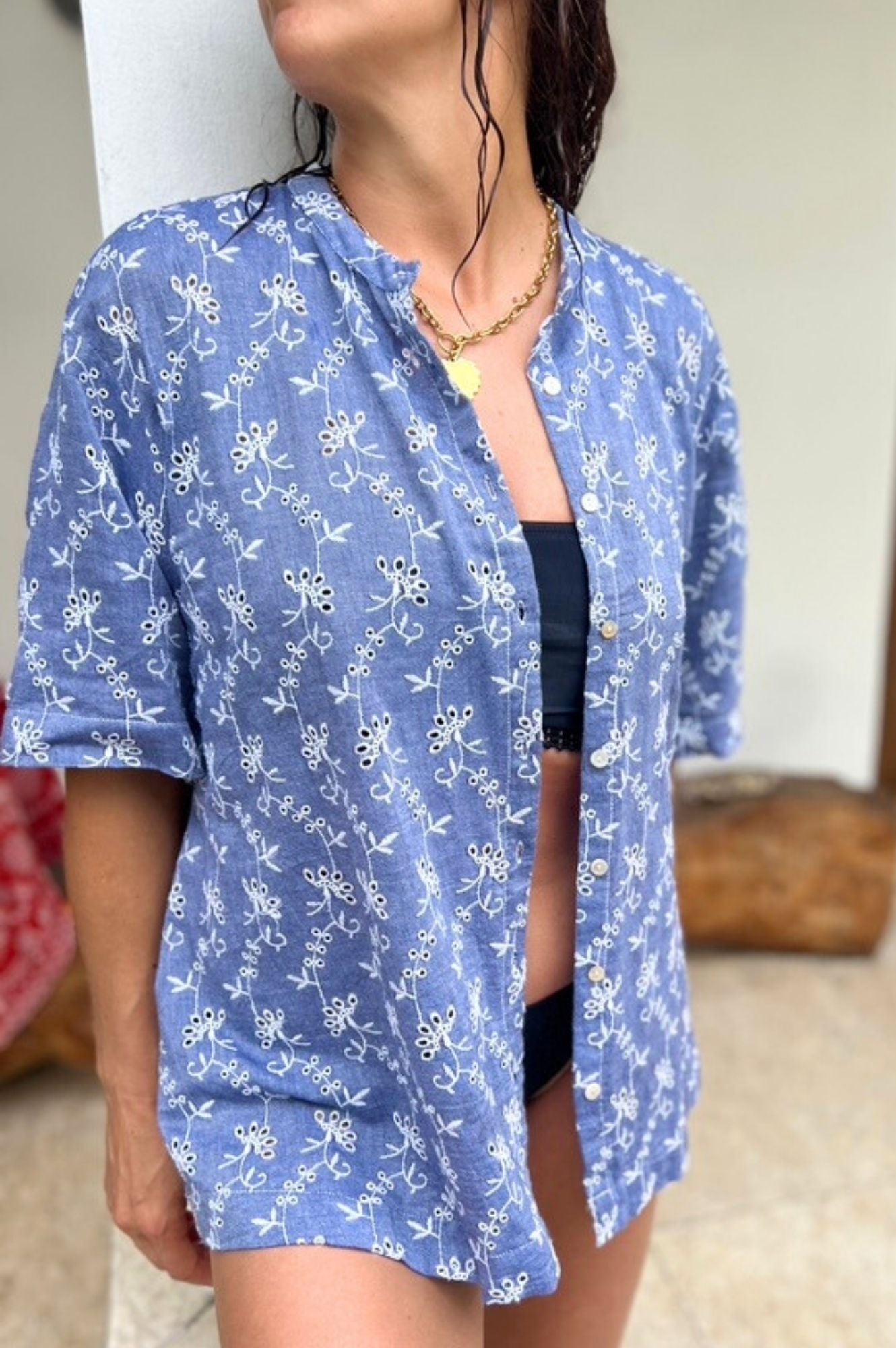 Florence Blouse | indigo Embroidery
