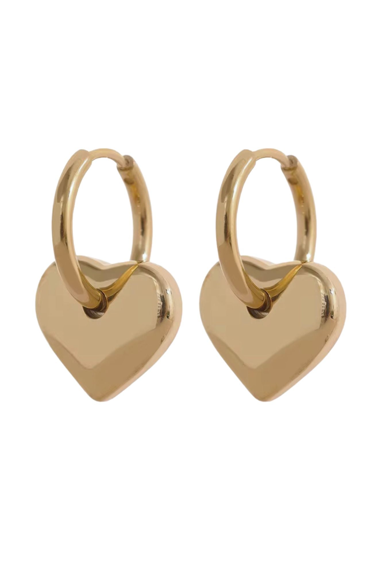 Puffy Heart Earrings - gold