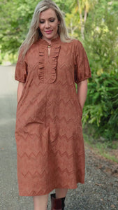 Video of the Belle Dress in Hazelnut embroidery — Libertine The Label