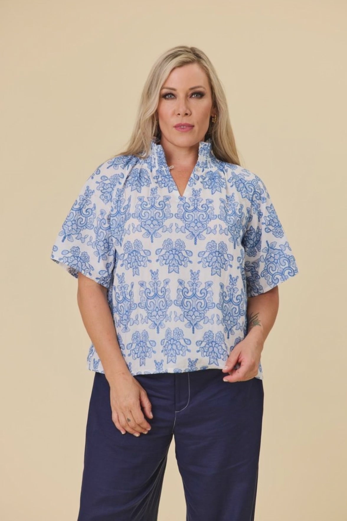 Video of the Dylan Blouse | Cornflower embroidery | Libertine The Label