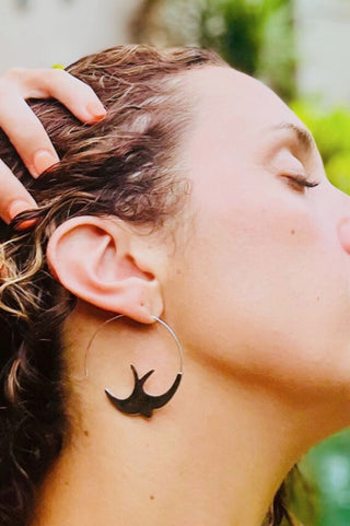 Swallow Hoops in silver close-up